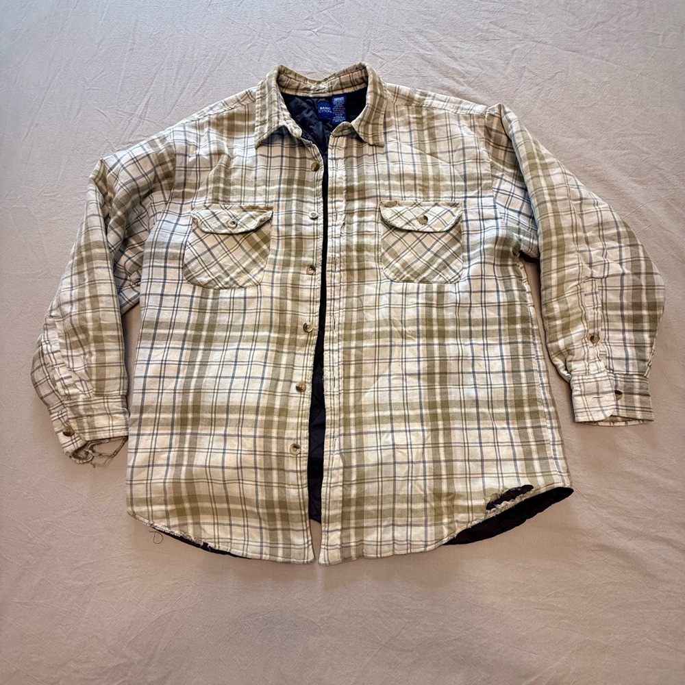 Basic Editions Plaid Jacket - Green and White
